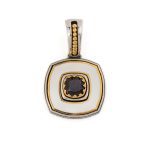 Byzantine Pendant with Natural Garnet Gemstone and White Enamel