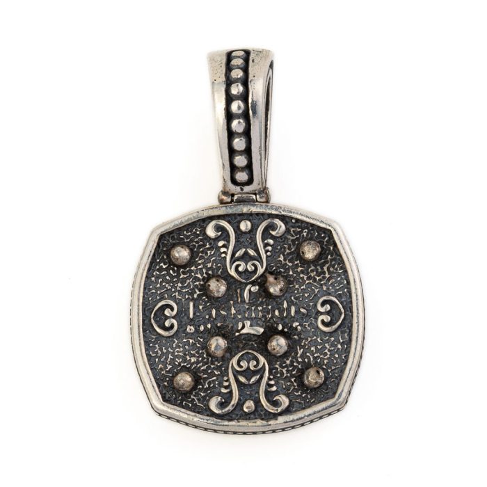 Byzantine Pendant with Natural Garnet Gemstone and White Enamel - Image 2