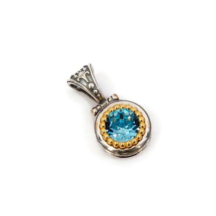 Μενταγιόν Βυζαντινό με Aquamarine - Ασήμι 925 Επιχρυσωμένο