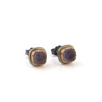 Byzantine Stud Earrings with Amethyst Doublet Gemstone
