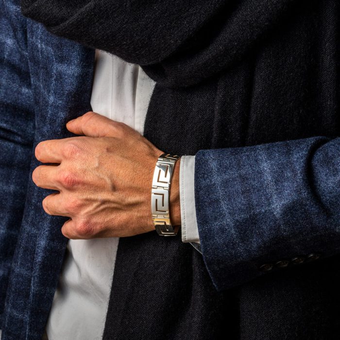 Greek Key Link Bracelet – Sterling Silver and Gold Plated - Image 2