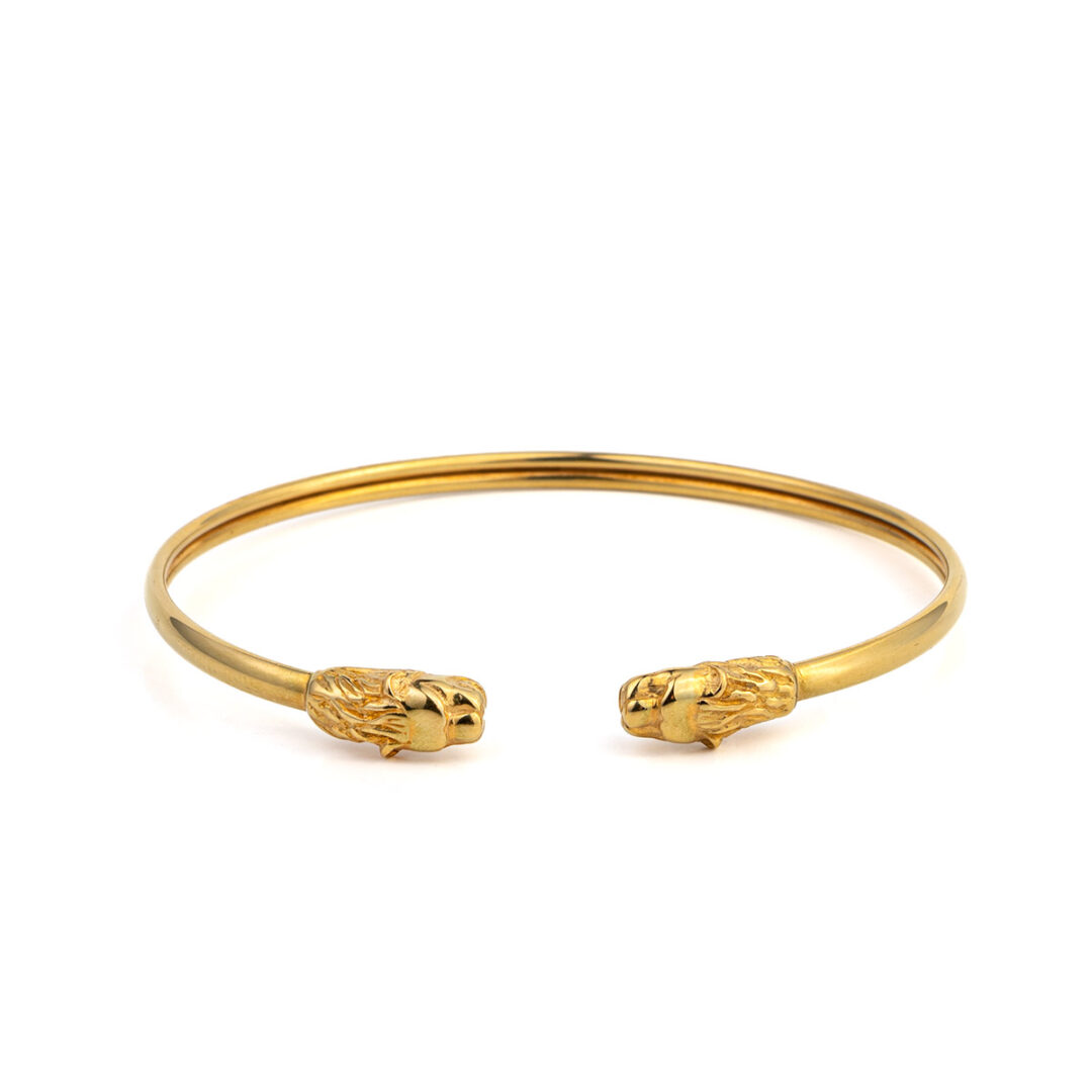 LI-BR-25998010-B1233 Βραχιόλι Cuff με Λιοντάρι - 925 Ασήμι Επιχρυσωμένο - Image 1