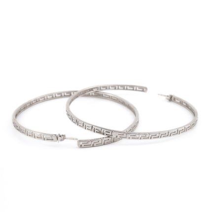 Silver Meander Hoop Earrings