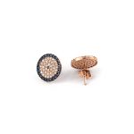 Silver Rose Gold Plated Stud Eye Zircon Earrings - Image 2