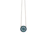Eye Necklace with Turquoise and Zircon - 925 Sterling Silver