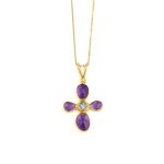 925 Sterling Silver and Gold Plated Necklace with Amethyst