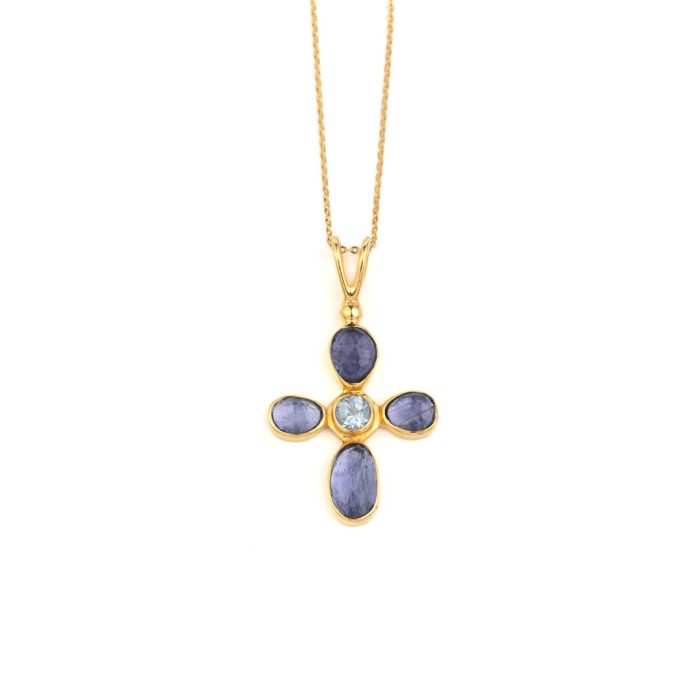 925 Sterling Silver and Gold Plated - Tanzanite Necklace - Image 1