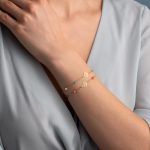 Meander Gold Chain Bracelet with Beads - 14k Gold - Image 2