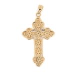 Byzantine Cross in 14K Gold with Flowers - Image 2