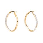 14k Gold Meander Oval Hoop Earrings