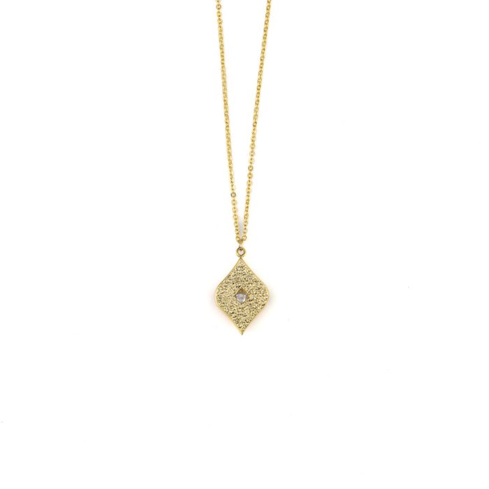 Rhombus Zircon Gold Necklace - 14K - Image 3