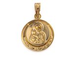 Virgin Mary and Jesus Icon Pendant - 14K Yellow Gold - Image 2