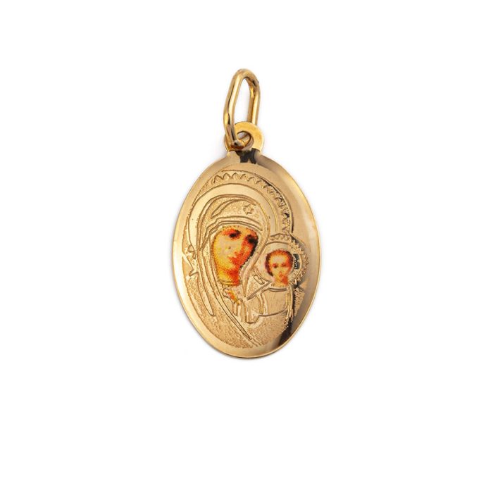 Virgin Mary and Jesus Pendant - 14K Gold - Image 1