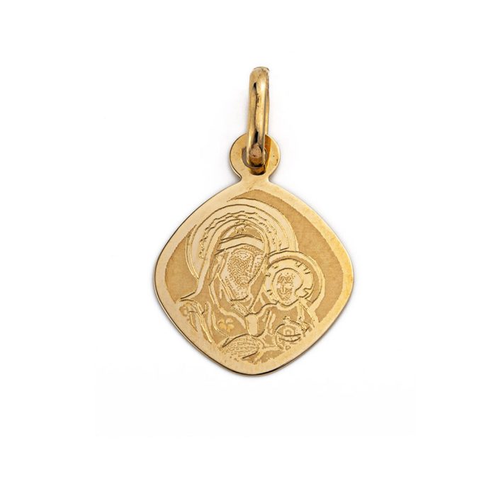 Virgin Mary and Jesus Pendant - 14K Gold - Image 1
