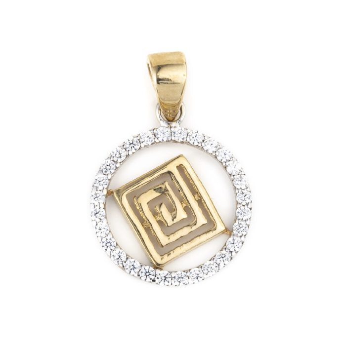 Meandros Pendant - 14k Gold and Zircon - Image 1