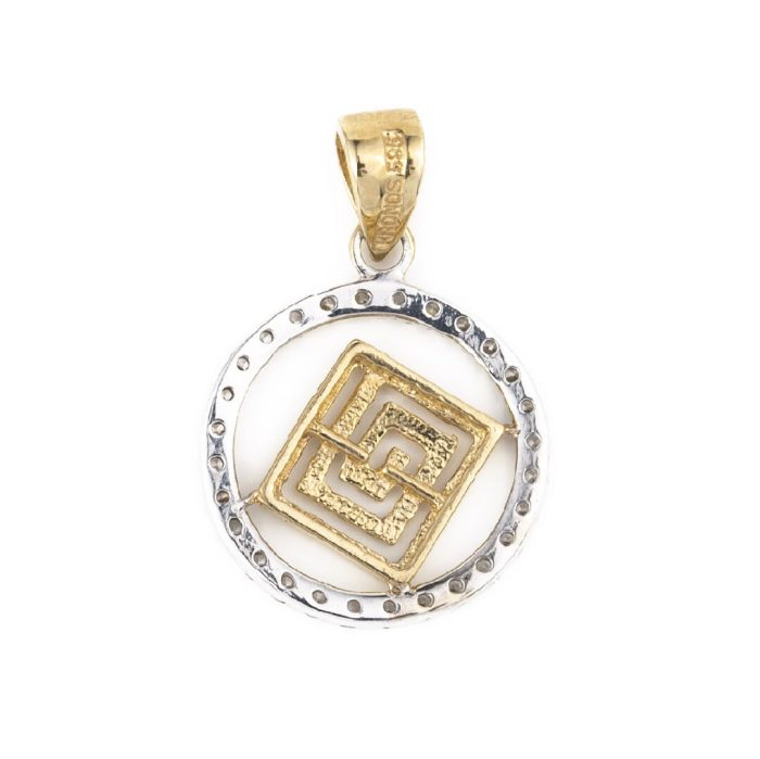 Meandros Pendant - 14k Gold and Zircon - Image 2