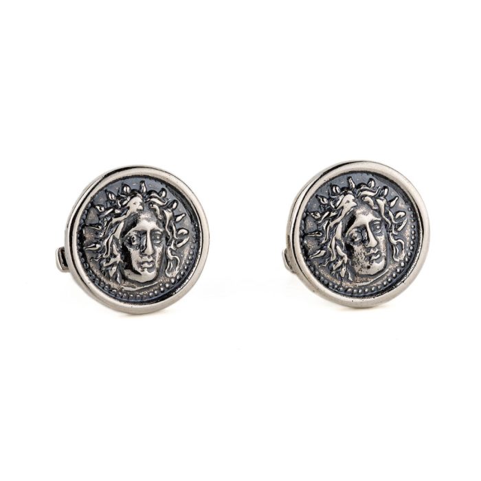 Helios Sun Coin Cufflinks – 925 Sterling Silver - Image 1