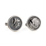 Athena Chalinitis Coin Cufflinks – 925 Sterling Silver - Image 2
