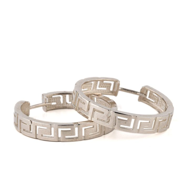 Meander Hoop Earrings Large – 925 Sterling Silver - Image 1