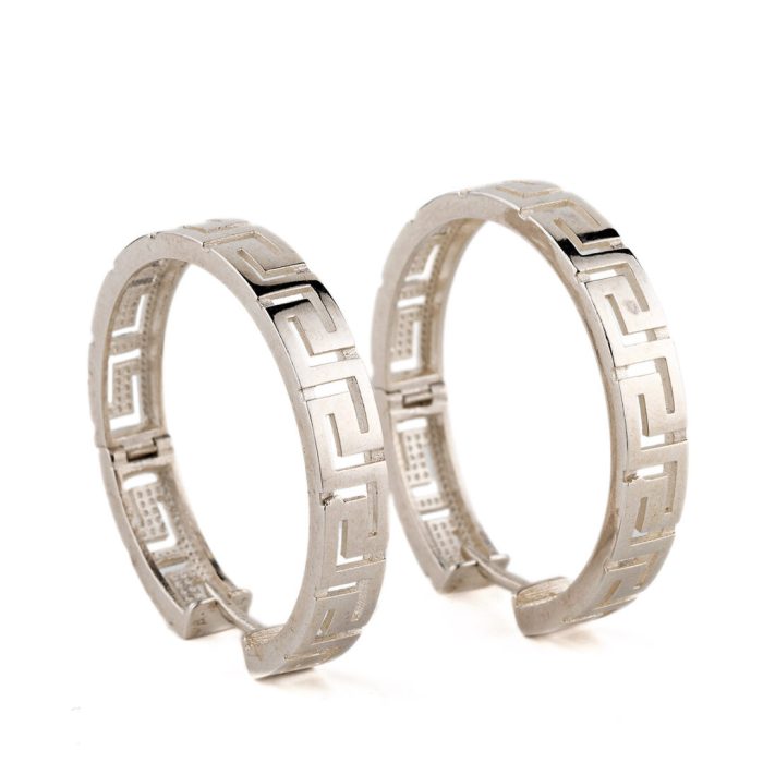 Meander Hoop Earrings Large – 925 Sterling Silver - Image 3