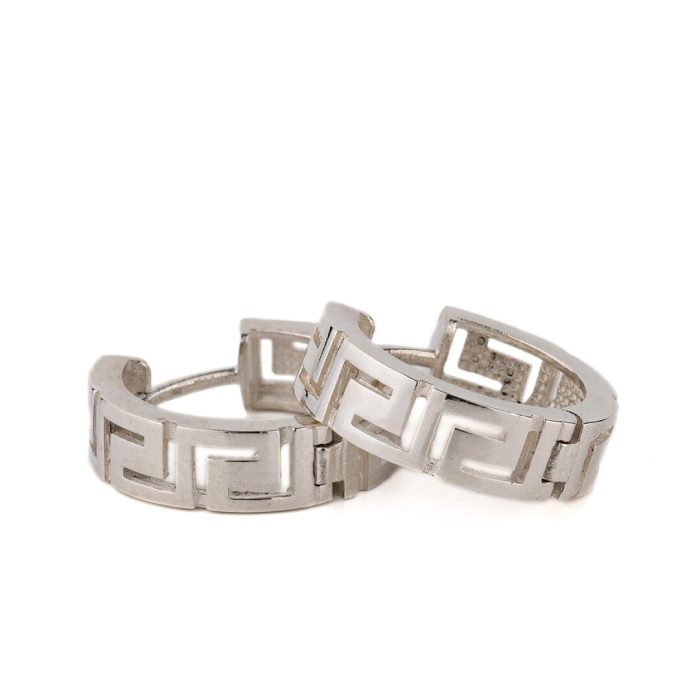 Meander Hoop Earrings Small – 925 Sterling Silver - Image 1