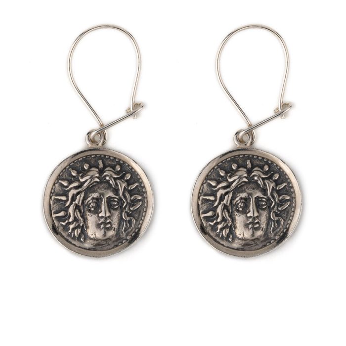 God Apollo Coin Earrings - 925 Sterling Silver - Image 1