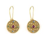 Round Byzantine Earrings with CZ - Sterling Silver and Gold Plated
