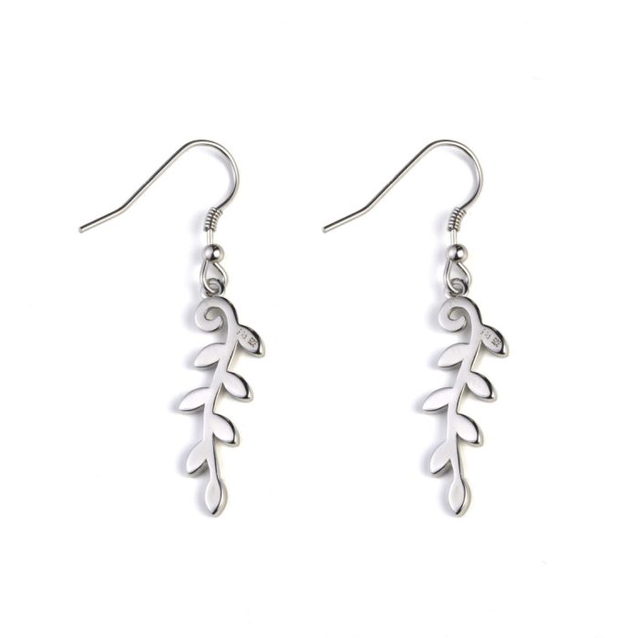 Thin Leaf Opal Earrings - 925 Sterling Silver - Image 2