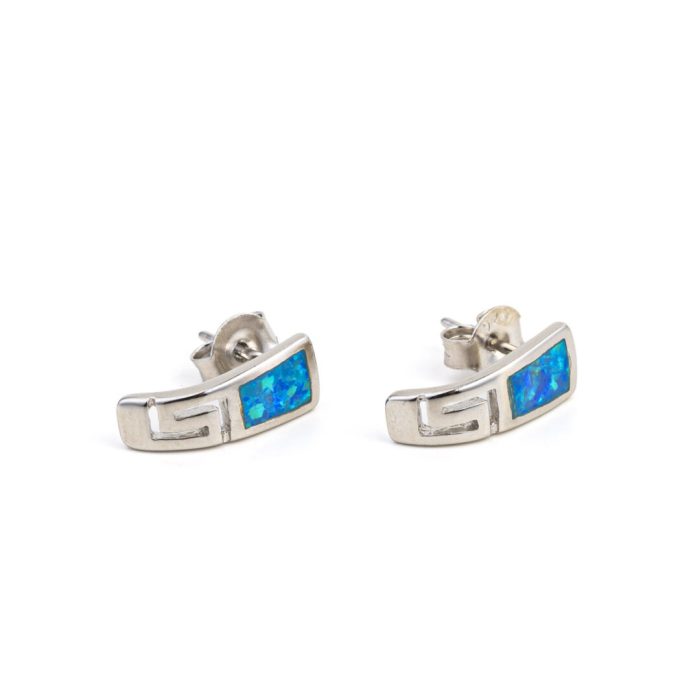 Curvy Opal Stud Earrings - 925 Sterling Silver - Image 2