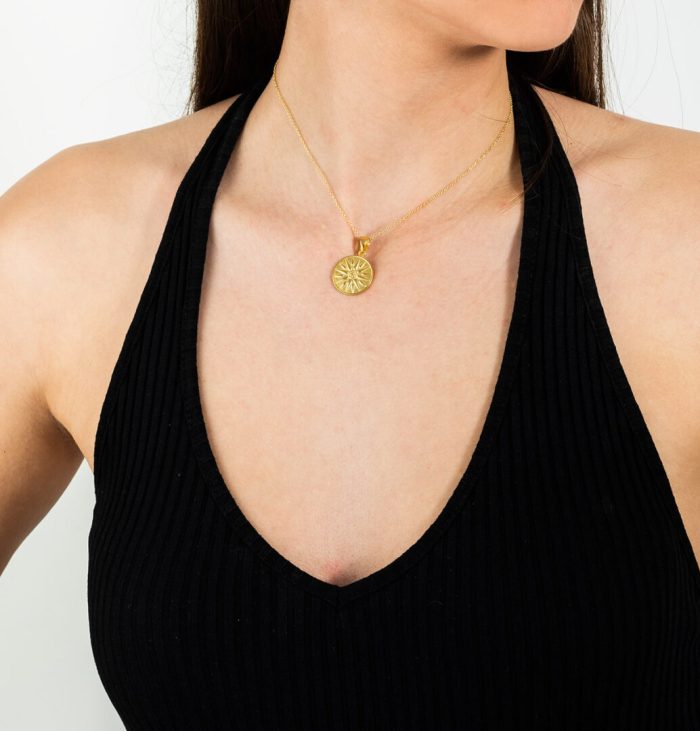Macedonian Vergina Sun Pendant - Sterling Silver and Gold Plated - Image 2