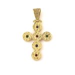 Βυζαντινός Σταυρός με Πέτρες - Επιχρυσωμένο Ασήμι 925 - Image 3