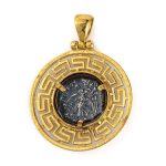 Greek Goddess Athena Coin Pendant - Sterling Silver - Image 2