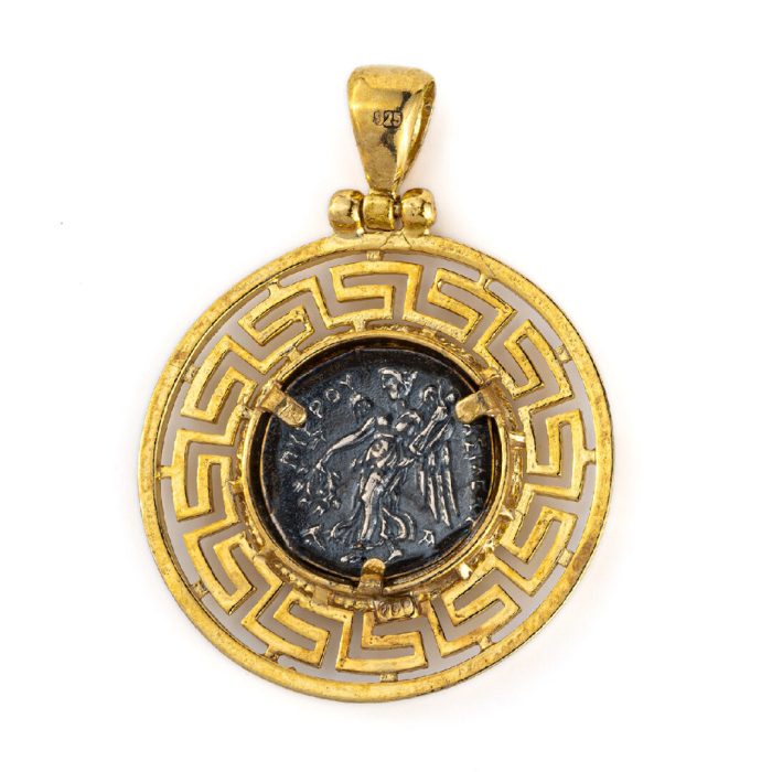 Greek Goddess Athena Coin Pendant - Sterling Silver - Image 2