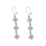 Triple Greek Key Drop Earrings – 925 Sterling Silver - Image 3