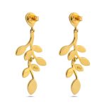 Olive Leaf Opal Golden Earrings - Sterling Silver - Image 3