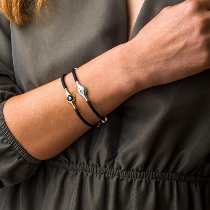 Evil Eye Onyx Bracelet  – Sterling Silver and Gold Plated - Image 2