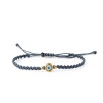 Evil Eye Grey Macrame Bracelet – 925 Sterling Silver