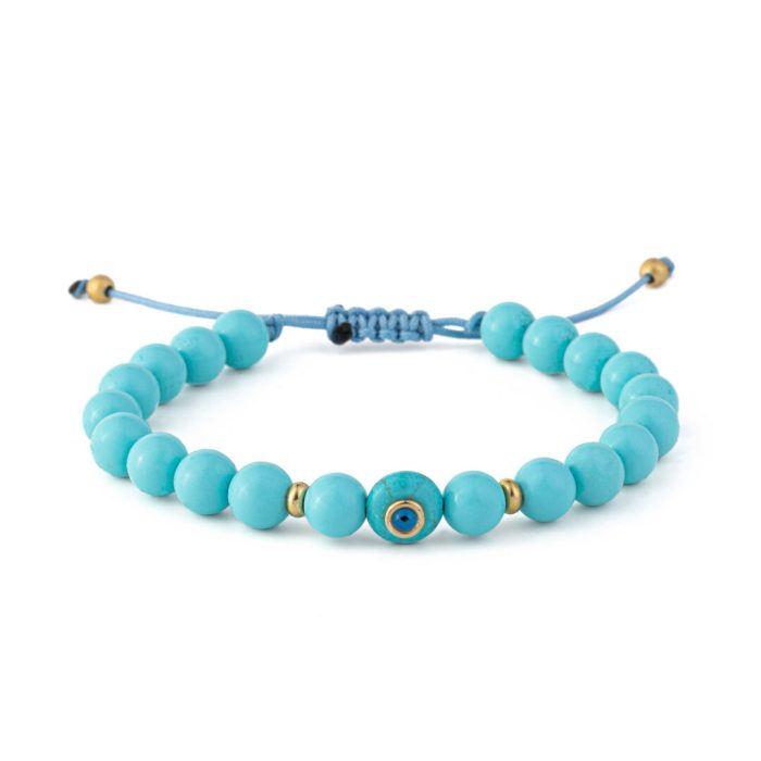Evil Eye Bracelet with Turquoise – 925 Sterling Silver and Gold Plated - Image 1