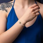 Square Eye White Caoutchouc Bracelet – Sterling Silver and Gold Plated - Image 2