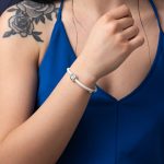 Round Eye White Caoutchouc Bracelet – Sterling Silver - Image 2