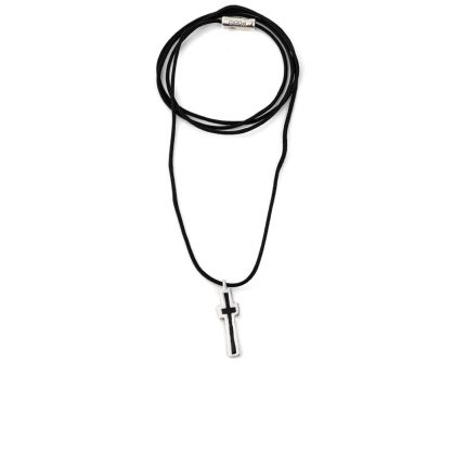 Black Cross Cord Necklace