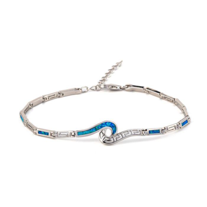 Meander Bracelet – 925 Sterling Silver with Opal - Image 1