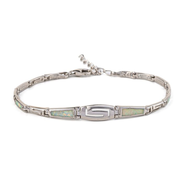 Meander Bracelet – 925 Sterling Silver with Opal - Image 1