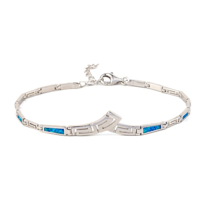 Meander Bracelet – 925 Sterling Silver with Opal - Image 1