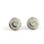 White Opal Silver Spiral Stud Earrings