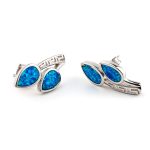 Leaf Stud Earrings – 925 Sterling Silver with Opal - Image 2