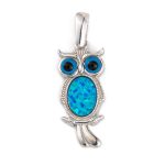 Wisdom Owl - Blue opal pendant pendant