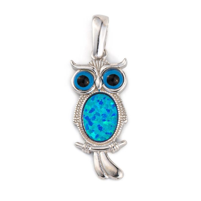 Wisdom Owl - Blue opal pendant pendant - Image 1