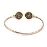 Goddess Athena Coin Hinge Bracelet – 14K Gold and 925 Sterling Silver - Image 3
