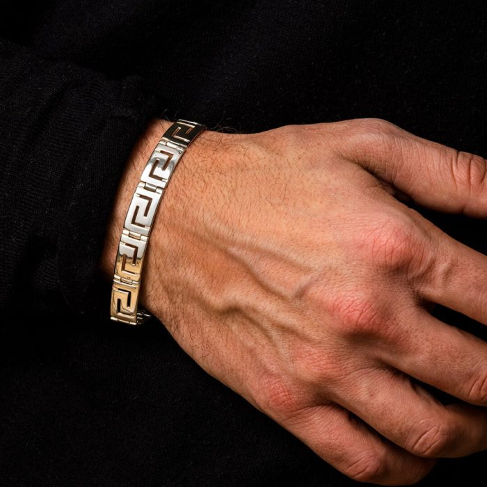 Greek Key Link Bracelet – Sterling Silver and Gold Plated - Image 7
